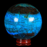 XL 72MM Chrysocolla Polished Sphere Teal And Blue Color Location Peru Free Stand