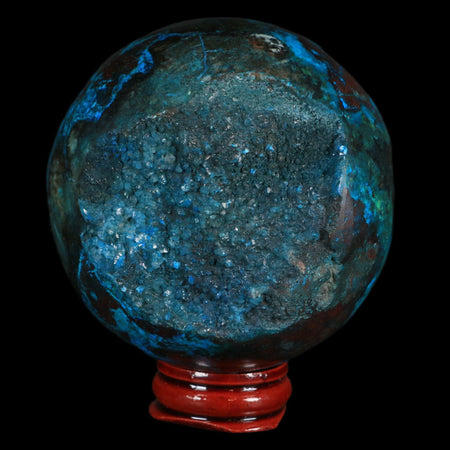 XL 71MM Chrysocolla Polished Sphere Teal And Blue Color Location Peru Free Stand