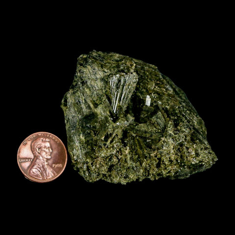 2.3" Rough Deep Green Epidote Crystal Quartz Mineral Specimen Canete Province Peru - Fossil Age Minerals
