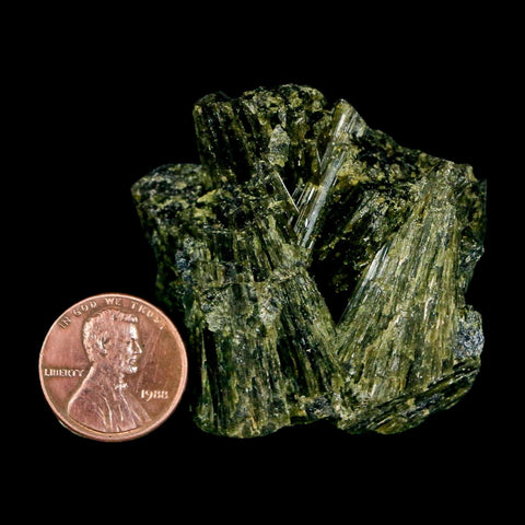 2" Rough Deep Green Epidote Crystal Quartz Mineral Specimen Canete Province Peru - Fossil Age Minerals