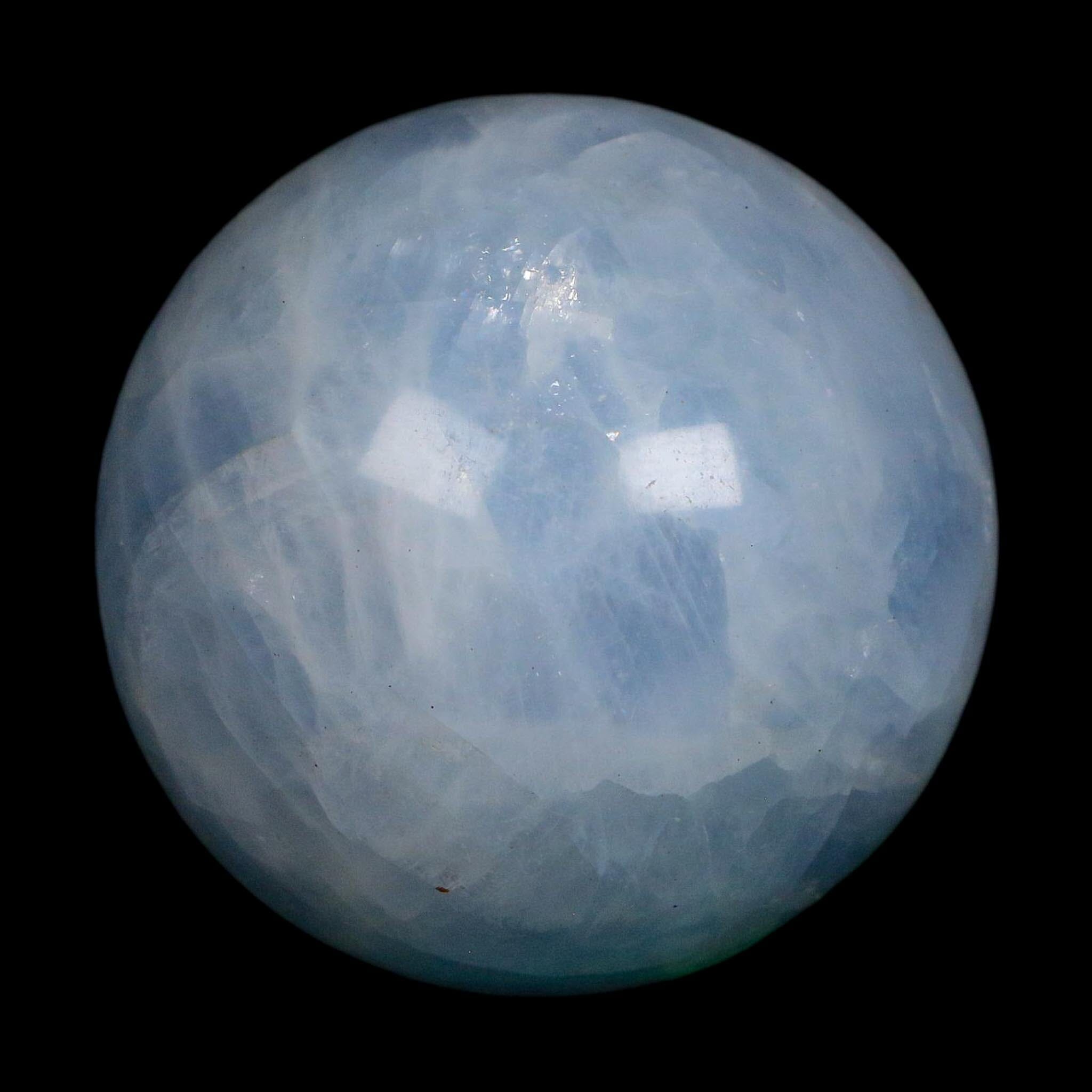 52MM Ice Blue Calcite Crystal Mineral Sphere Orb Nuevo Leon Mexico