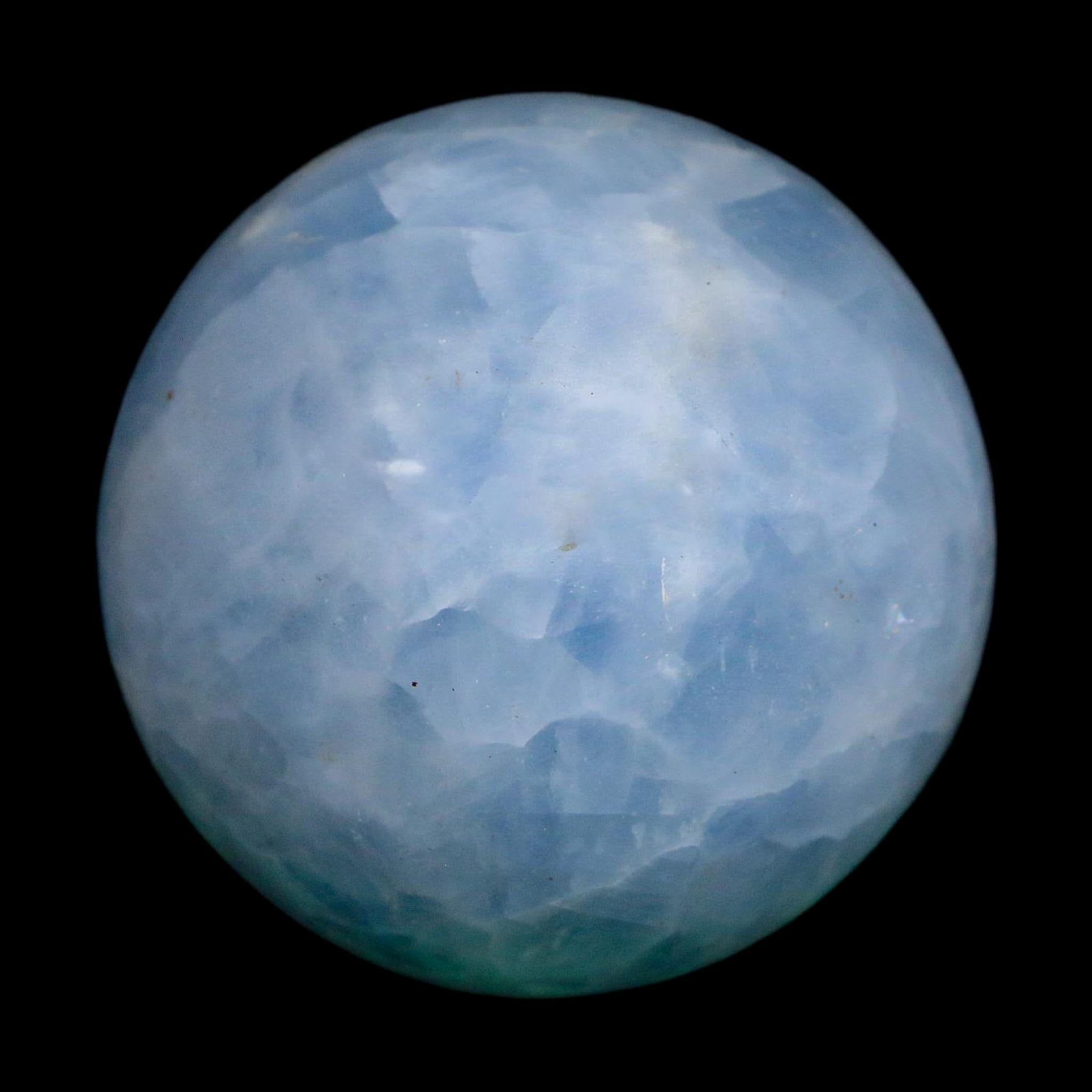 51MM Ice Blue Calcite Crystal Mineral Sphere Orb Nuevo Leon Mexico