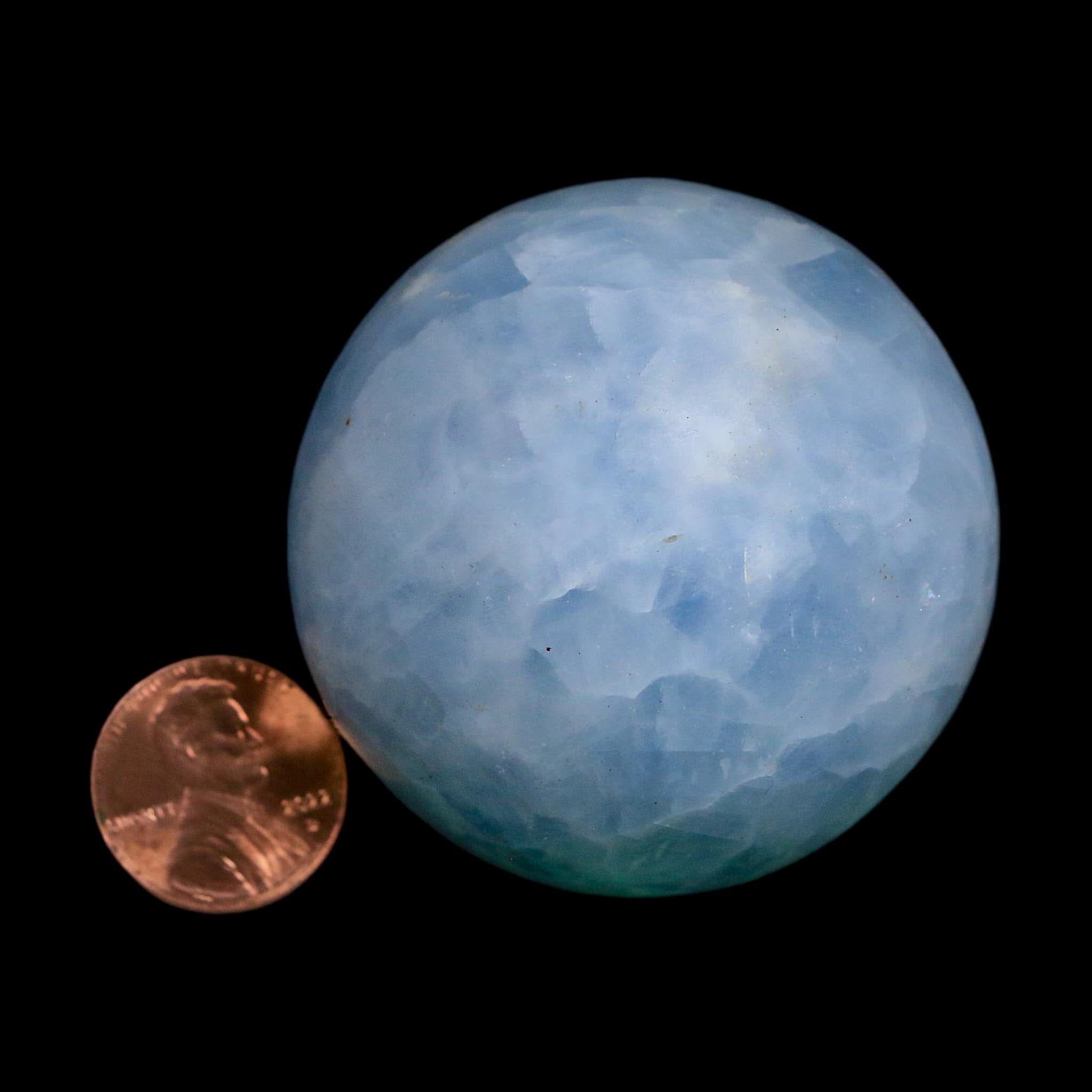 51MM Ice Blue Calcite Crystal Mineral Sphere Orb Nuevo Leon Mexico