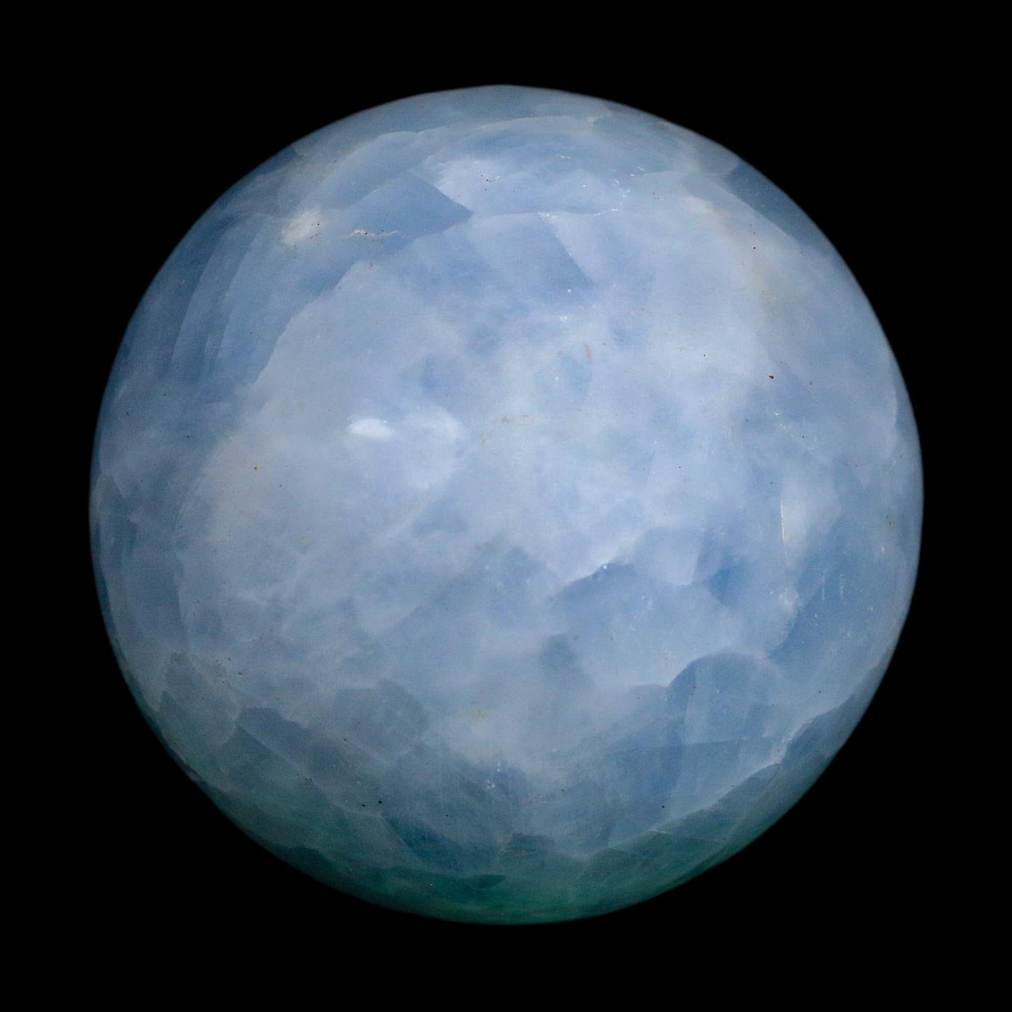 51MM Ice Blue Calcite Crystal Mineral Sphere Orb Nuevo Leon Mexico