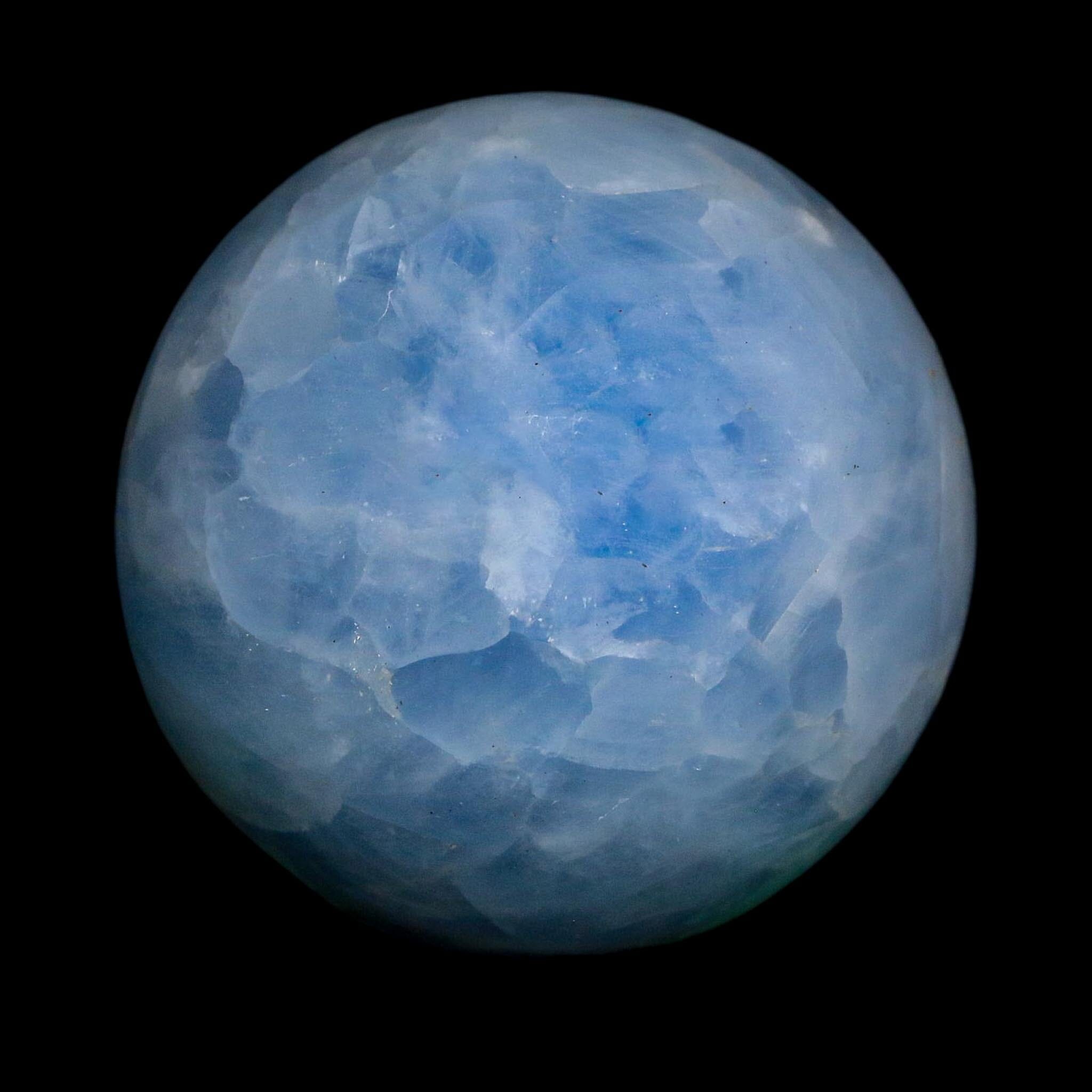 51MM Ice Blue Calcite Crystal Mineral Sphere Orb Nuevo Leon Mexico