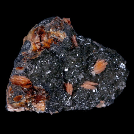2.2" Sparkly Orange Barite Blades, Cerussite Crystals, Galena Crystal Mineral Morocco