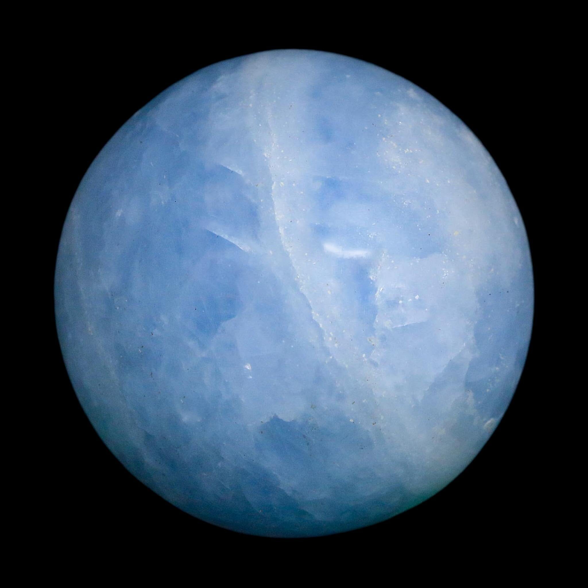 53MM Ice Blue Calcite Crystal Mineral Sphere Orb Nuevo Leon Mexico