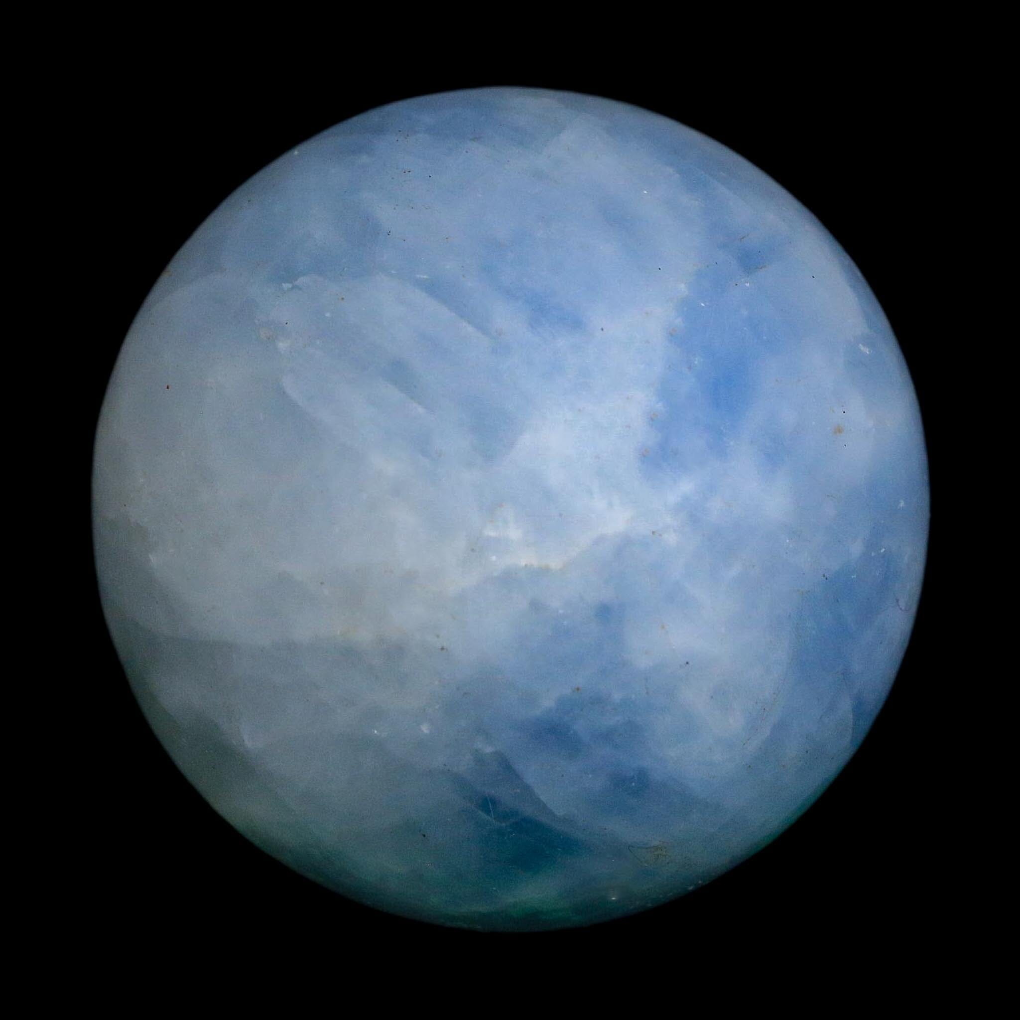 59MM Ice Blue Calcite Crystal Mineral Sphere Orb Nuevo Leon Mexico