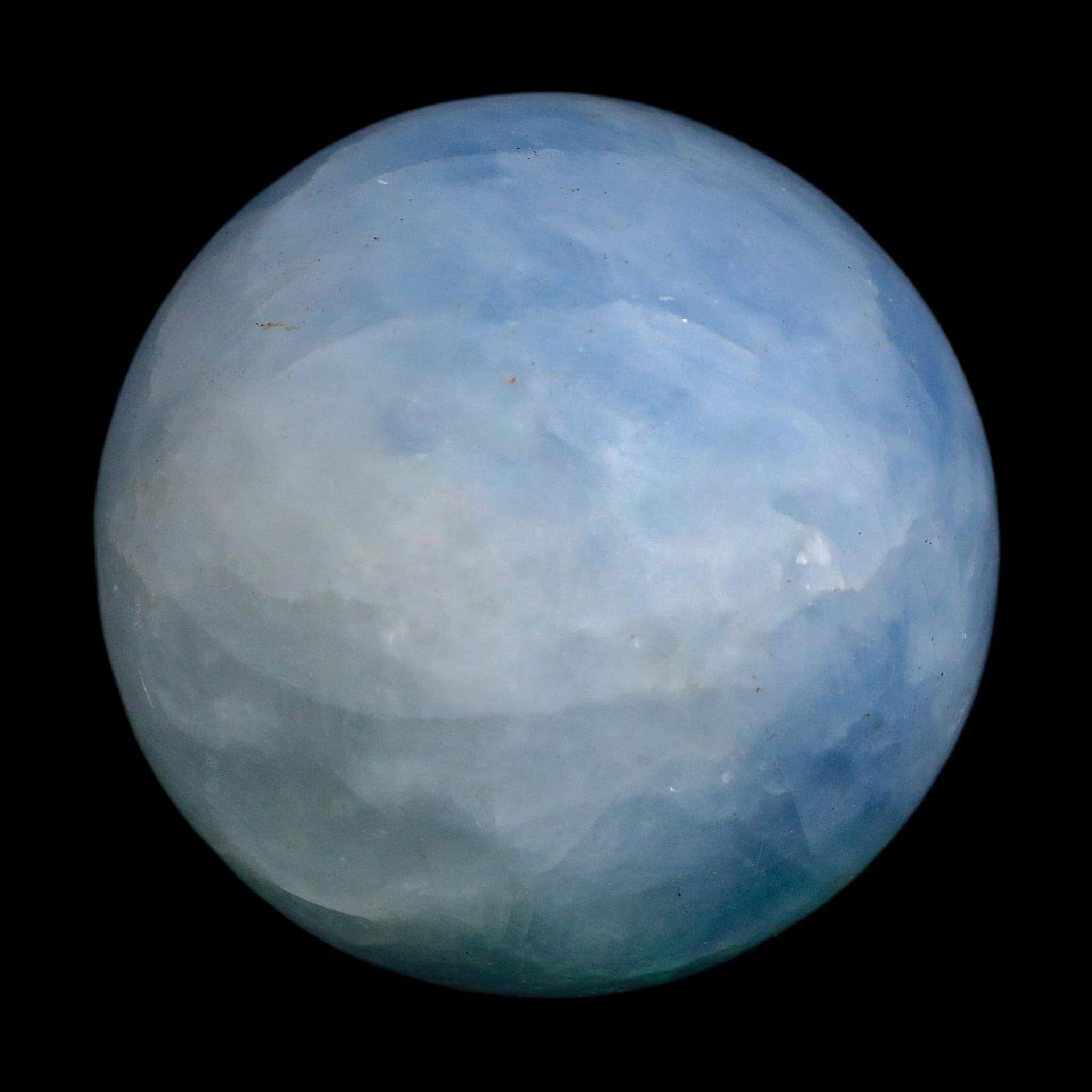 59MM Ice Blue Calcite Crystal Mineral Sphere Orb Nuevo Leon Mexico