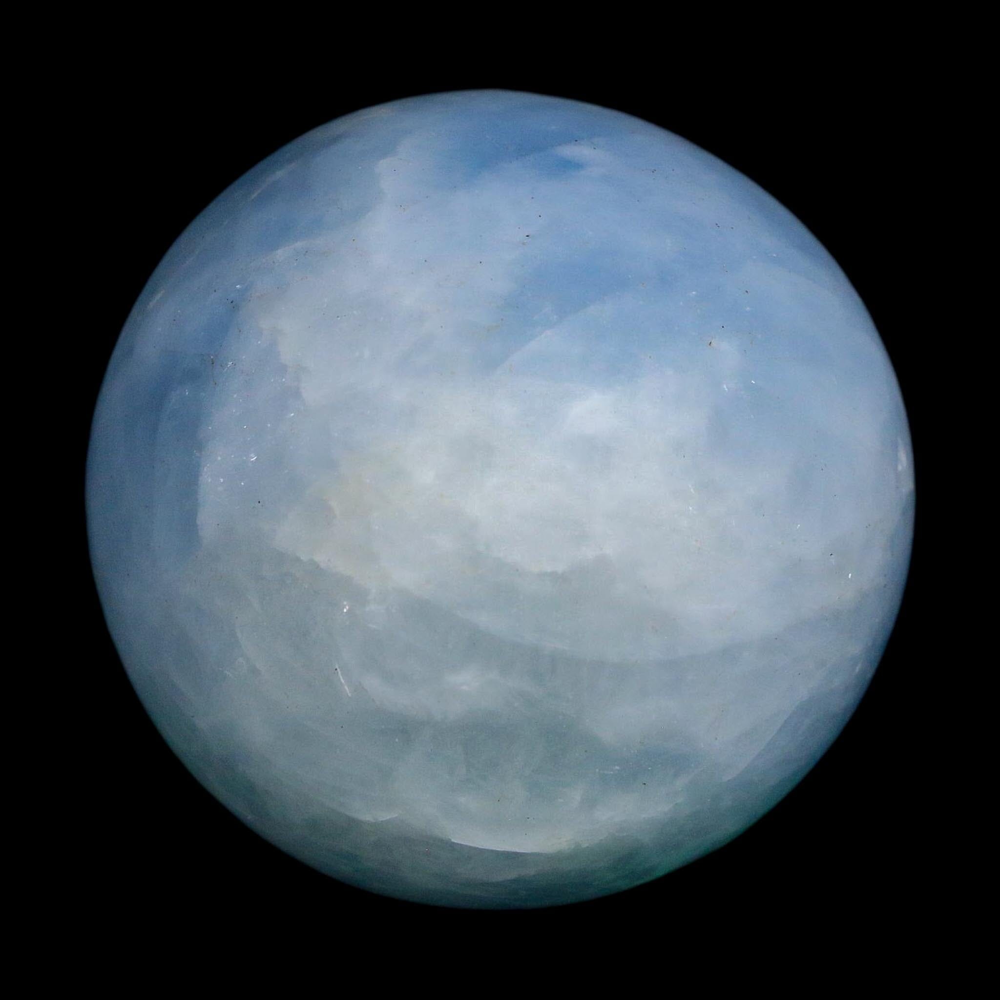 59MM Ice Blue Calcite Crystal Mineral Sphere Orb Nuevo Leon Mexico