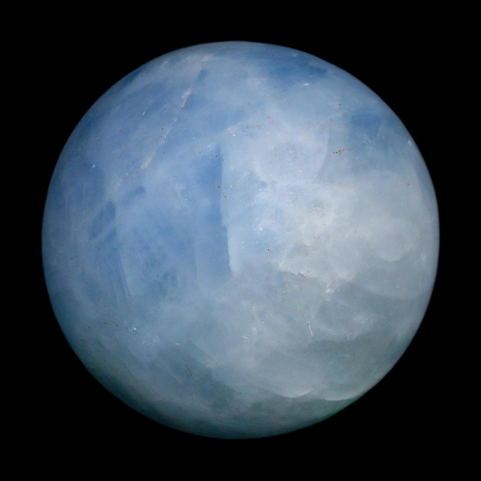 59MM Ice Blue Calcite Crystal Mineral Sphere Orb Nuevo Leon Mexico