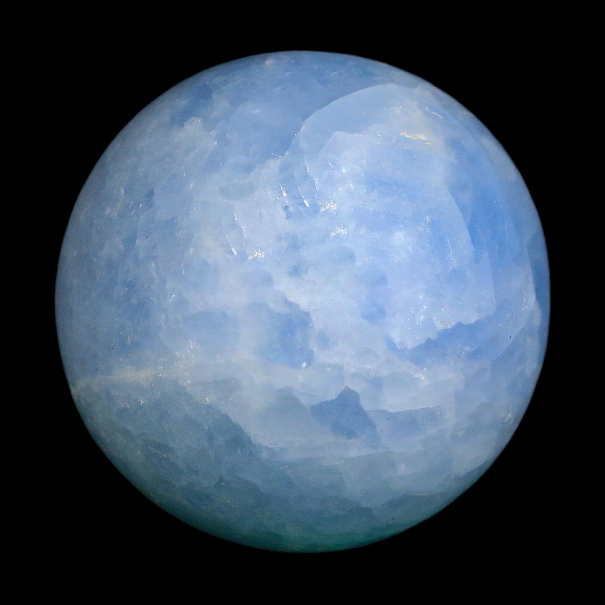 47MM Ice Blue Calcite Crystal Mineral Sphere Orb Nuevo Leon Mexico