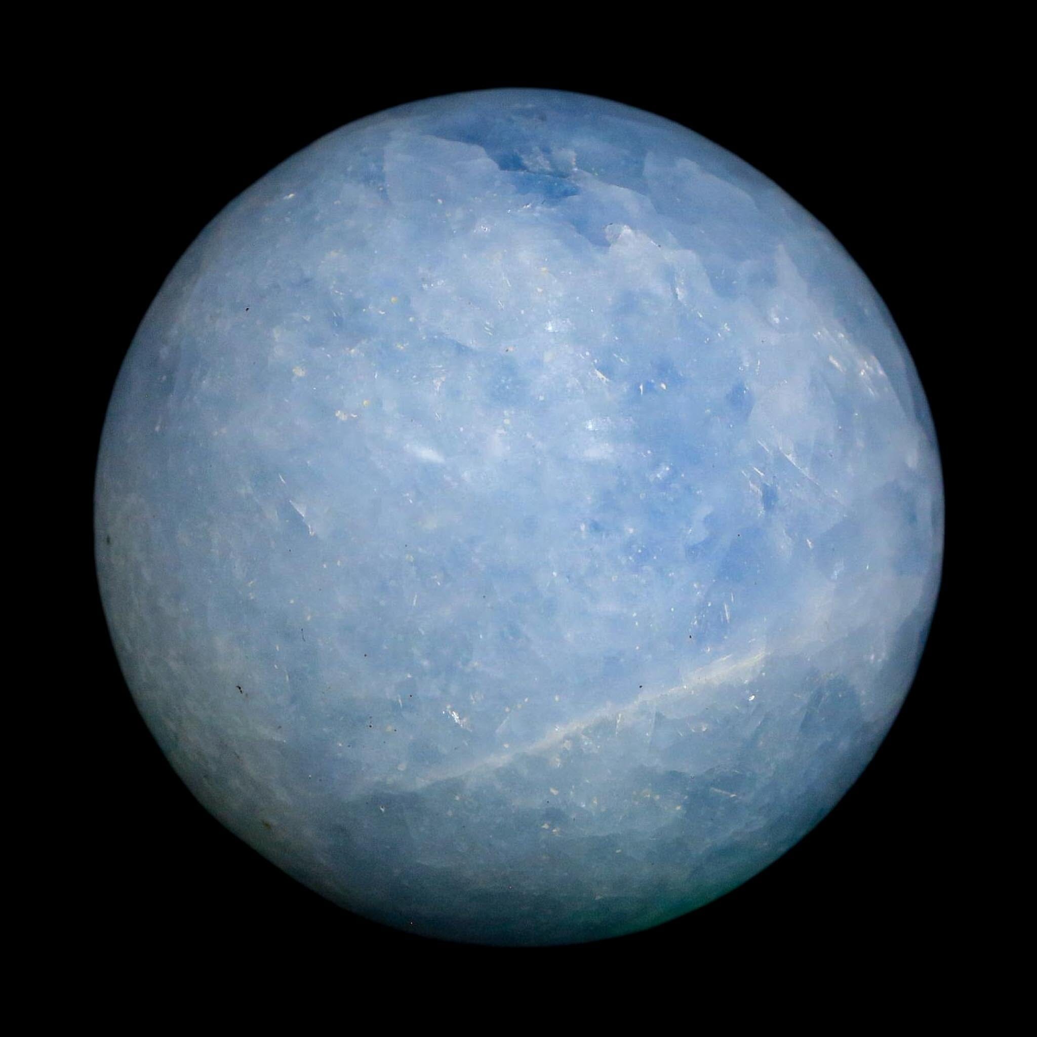 47MM Ice Blue Calcite Crystal Mineral Sphere Orb Nuevo Leon Mexico
