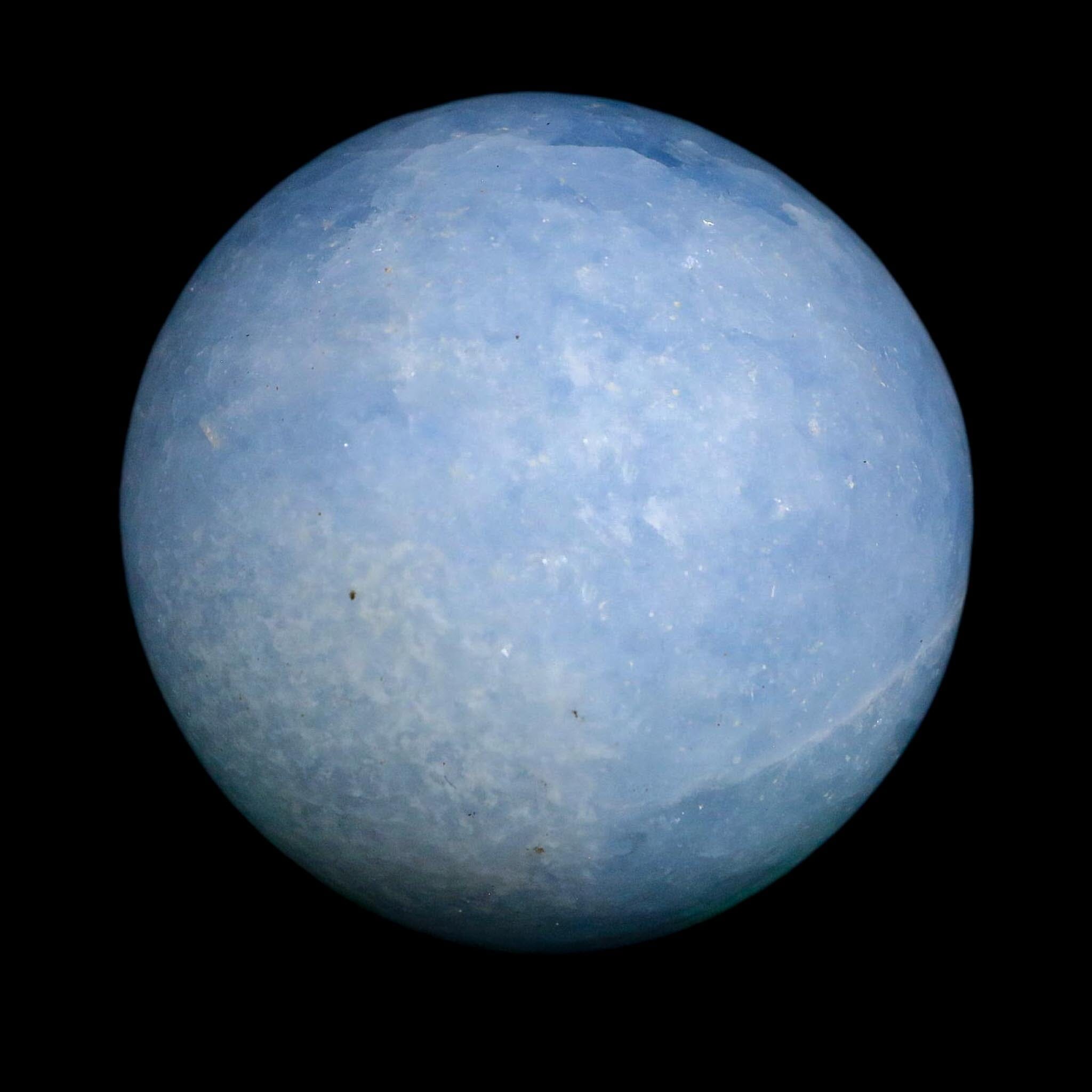 47MM Ice Blue Calcite Crystal Mineral Sphere Orb Nuevo Leon Mexico