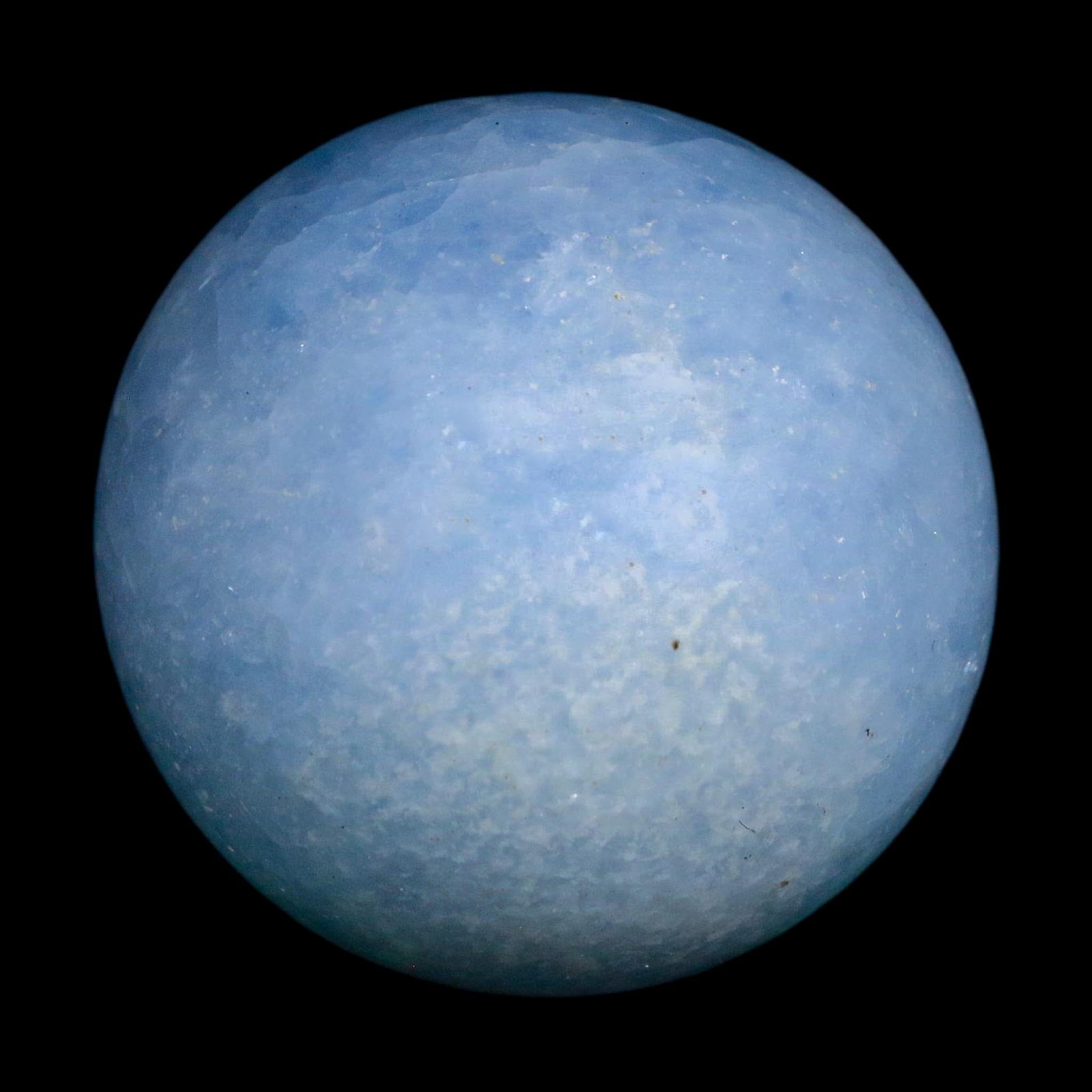 47MM Ice Blue Calcite Crystal Mineral Sphere Orb Nuevo Leon Mexico