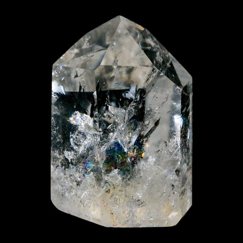 2.4" Crackle Crystal Quartz Tower Point Mineral Specimen Self Standing Brazil