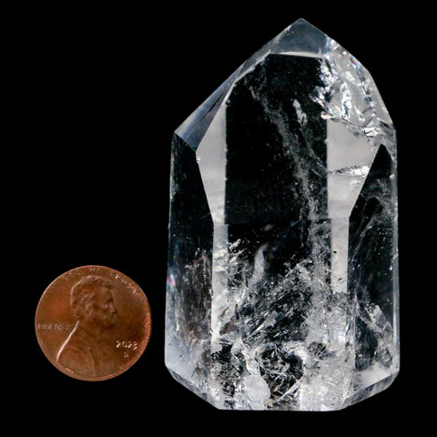 2.3" Crackle Crystal Quartz Tower Point Mineral Specimen Self Standing Brazil - Fossil Age Minerals