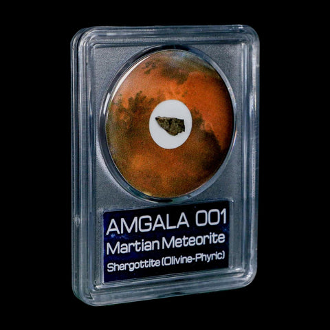 Mars Rock Martian Meteorite Amgala 001 Shergottite Olivine-Phyric COA And Display - Fossil Age Minerals