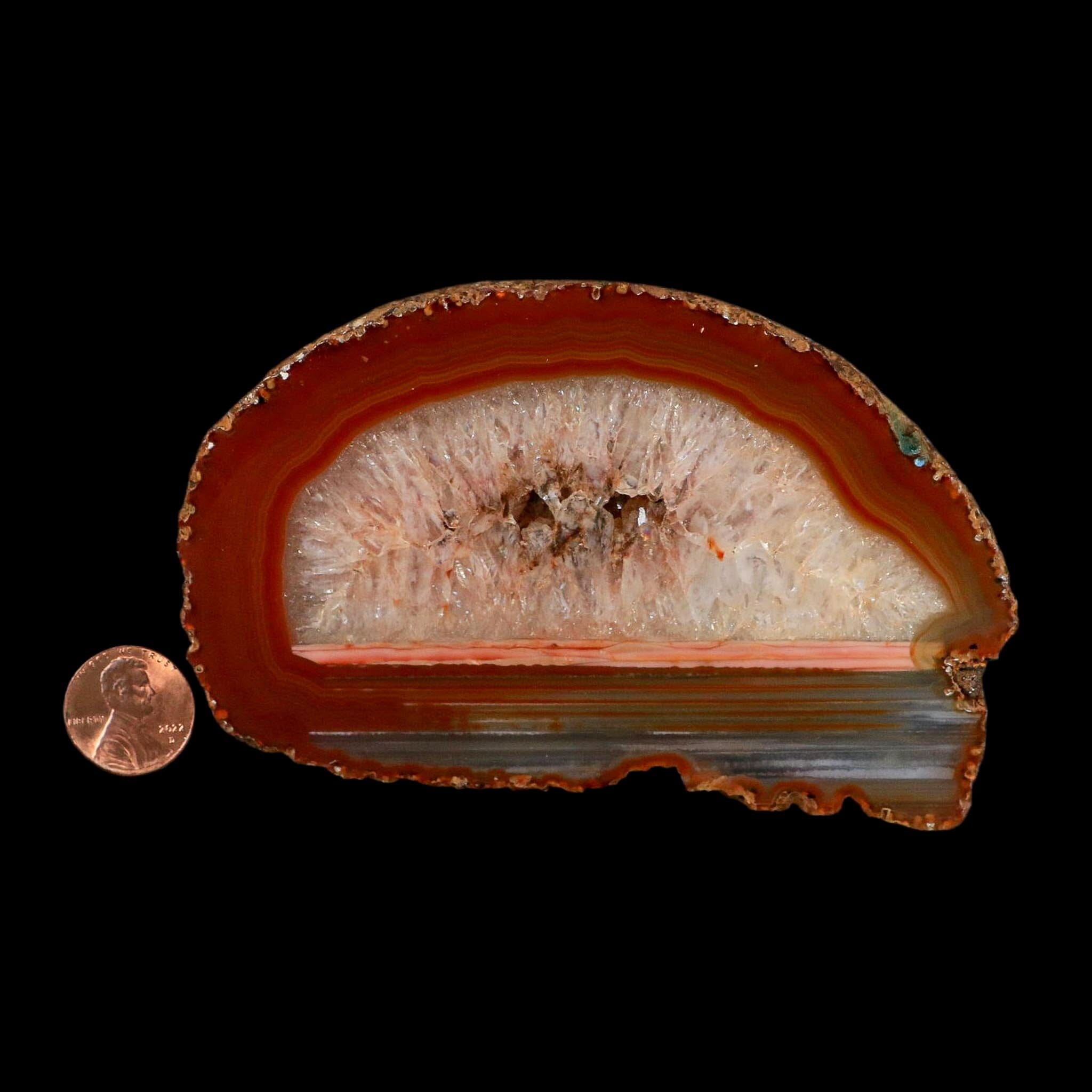 4.6" Polished Cut Agate Geode Crystal Quarts Chalcedony Mineral Specimen