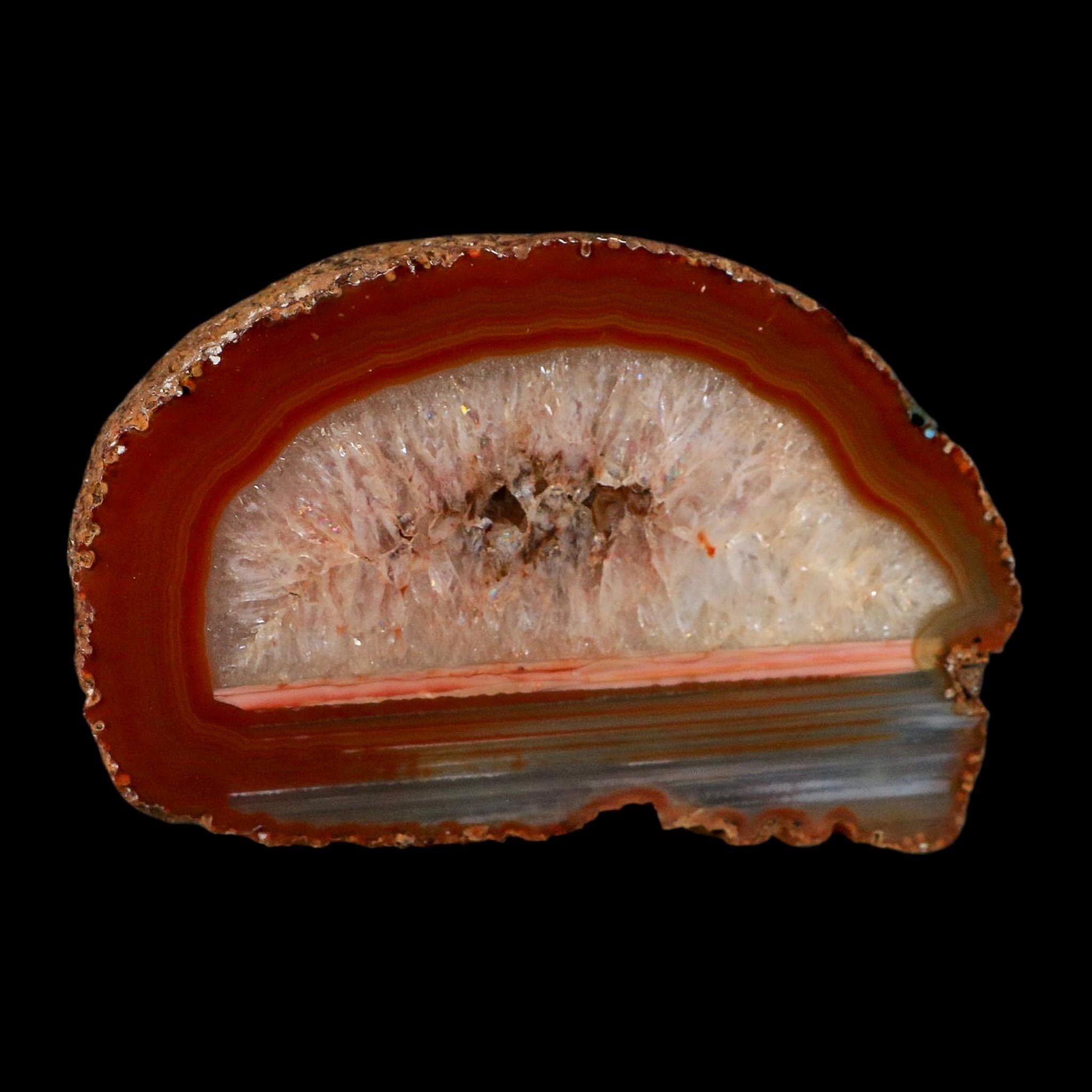 4.6" Polished Cut Agate Geode Crystal Quarts Chalcedony Mineral Specimen