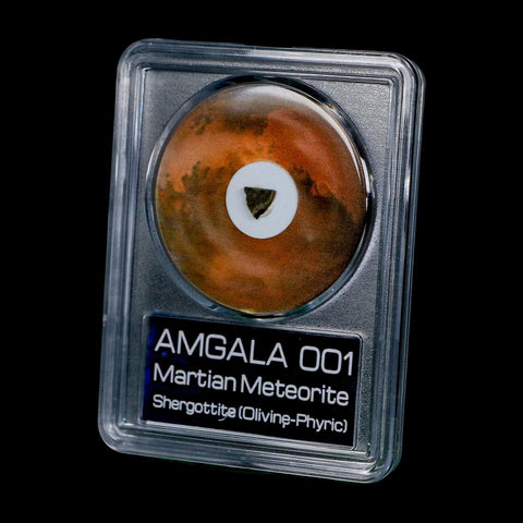 Mars Rock Martian Meteorite Amgala 001 Shergottite Olivine-Phyric COA And Display - Fossil Age Minerals