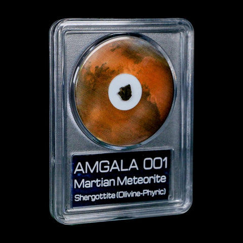 Mars Rock Martian Meteorite Amgala 001 Shergottite Olivine-Phyric COA And Display - Fossil Age Minerals