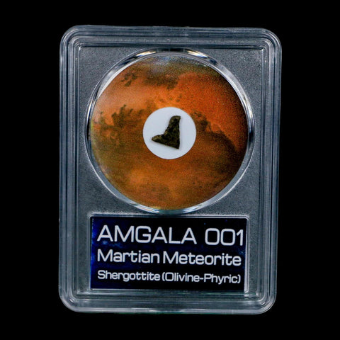 Mars Rock Martian Meteorite Amgala 001 Shergottite Olivine-Phyric COA And Display - Fossil Age Minerals