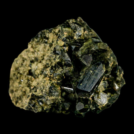 2.3" Rough Deep Green Epidote Crystal Quartz Mineral Specimen Canete Province Peru