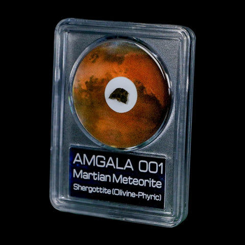 Mars Rock Martian Meteorite Amgala 001 Shergottite Olivine-Phyric COA And Display - Fossil Age Minerals