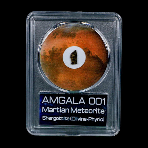 Mars Rock Martian Meteorite Amgala 001 Shergottite Olivine-Phyric COA And Display - Fossil Age Minerals