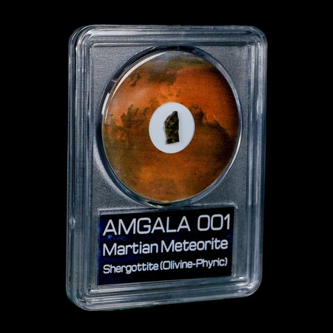 Mars Rock Martian Meteorite Amgala 001 Shergottite Olivine-Phyric COA And Display - Fossil Age Minerals