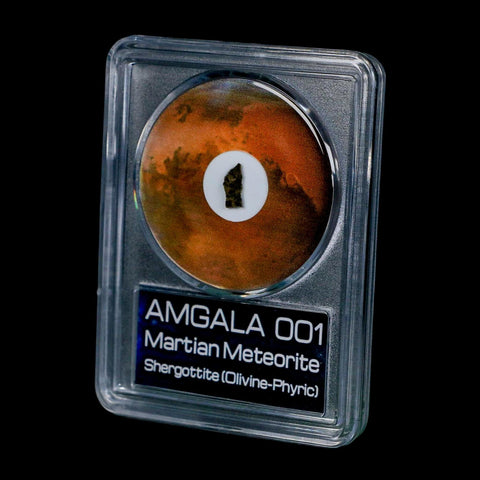 Mars Rock Martian Meteorite Amgala 001 Shergottite Olivine-Phyric COA And Display - Fossil Age Minerals