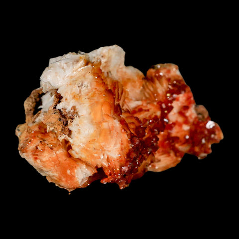 3.2" Sparkly Red Vanadinite Crystals Orange Barite Blades Mineral Mabladen Morocco - Fossil Age Minerals