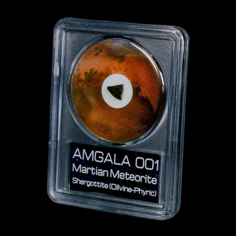 Mars Rock Martian Meteorite Amgala 001 Shergottite Olivine-Phyric COA And Display - Fossil Age Minerals