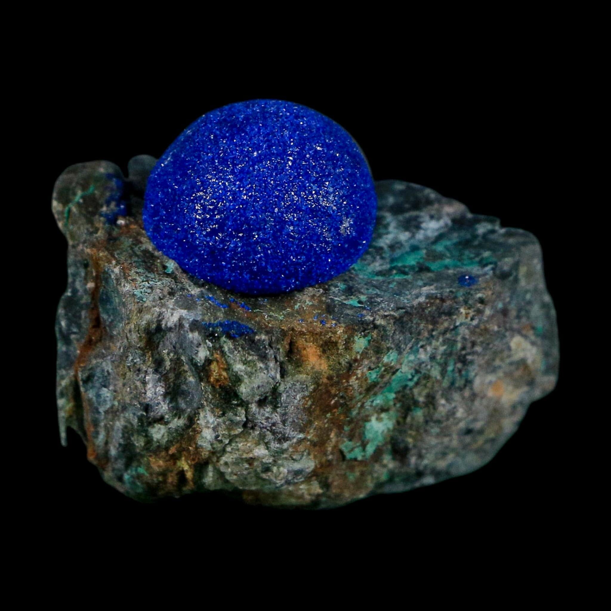 1.4" Azurite Crystals & Malachite On Matrix Colorful Mineral Specimen Morocco