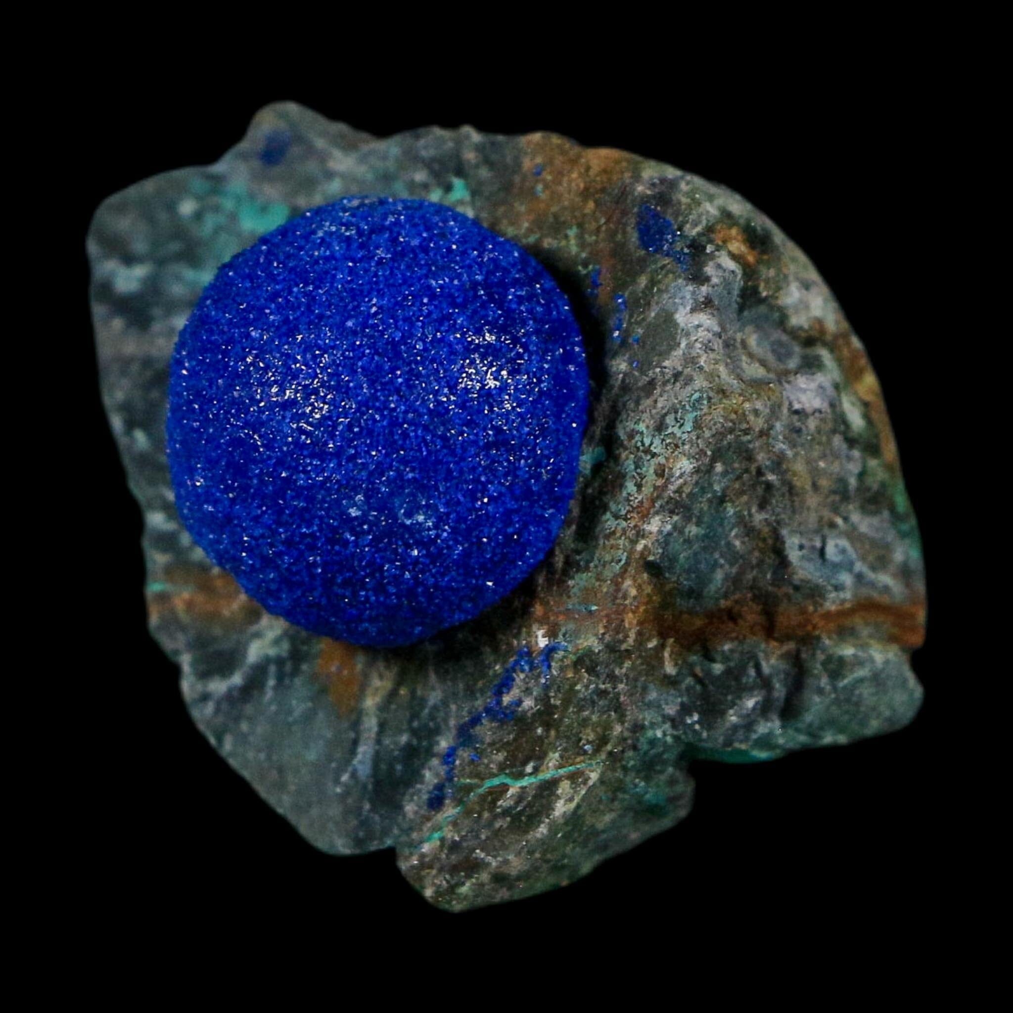1.4" Azurite Crystals & Malachite On Matrix Colorful Mineral Specimen Morocco