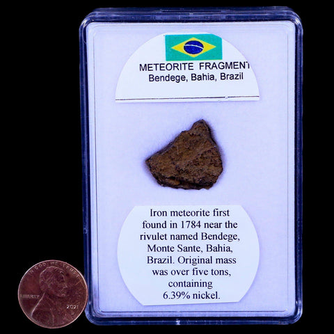 Bendege Meteorite Specimen Riker Display Bendege Bahia Brazil 3.8 Grams - Fossil Age Minerals