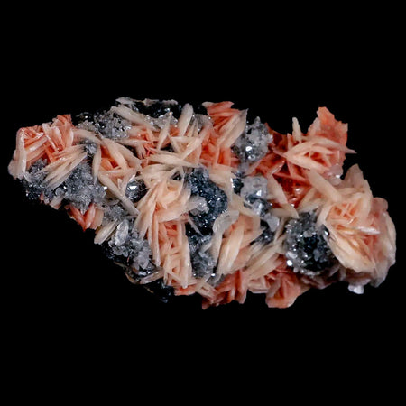 3.1" Sparkly Pink Barite Blades, Cerussite Crystals, Galena Crystal Mineral Morocco