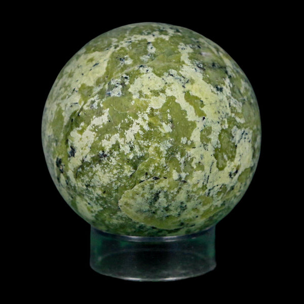 XL 54MM Natural Green & Yellow Serpentine Pyrite Sphere Ball Orb Peru Stand