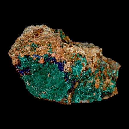 3.2" Azurite Crystals & Malachite On Matrix Colorful Mineral Specimen Morocco