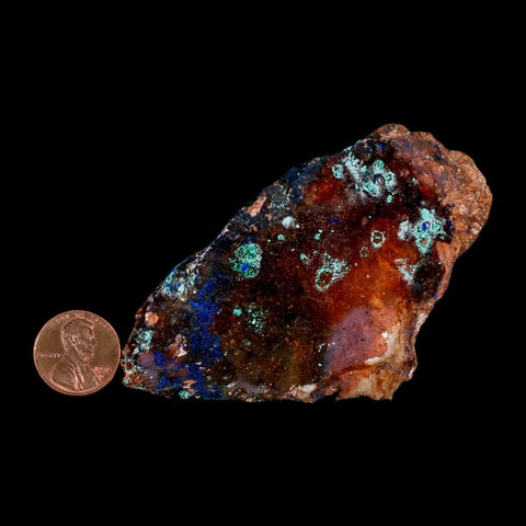 2.7" Azurite Crystals & Malachite On Matrix Colorful Mineral Specimen Morocco