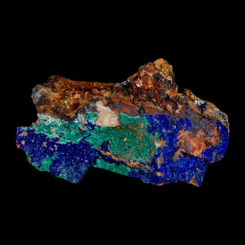 3.6" Azurite Crystals & Malachite On Matrix Colorful Mineral Specimen Morocco
