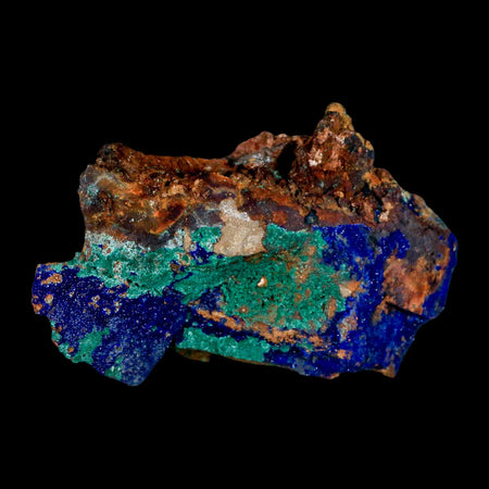 3.6" Azurite Crystals & Malachite On Matrix Colorful Mineral Specimen Morocco