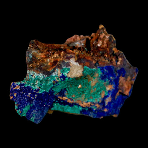 3.6" Azurite Crystals & Malachite On Matrix Colorful Mineral Specimen Morocco