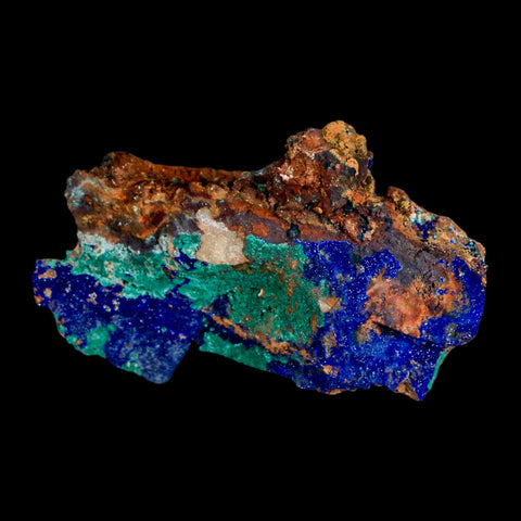 3.6" Azurite Crystals & Malachite On Matrix Colorful Mineral Specimen Morocco
