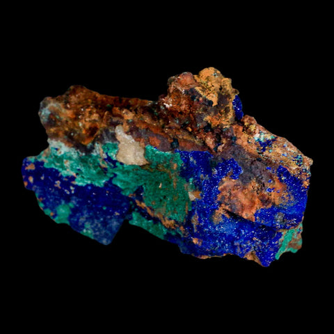 3.6" Azurite Crystals & Malachite On Matrix Colorful Mineral Specimen Morocco