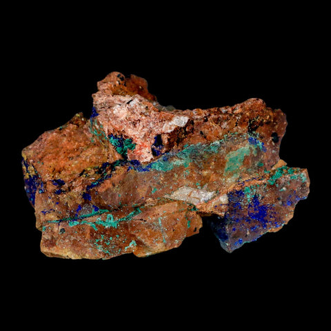 3.6" Azurite Crystals & Malachite On Matrix Colorful Mineral Specimen Morocco