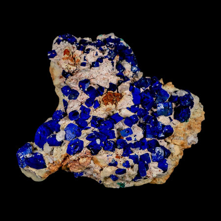 3.4" Dark Blue Azurite Cube Crystals On Matrix Colorful Mineral Specimen Morocco