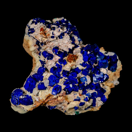 3.4" Dark Blue Azurite Cube Crystals On Matrix Colorful Mineral Specimen Morocco