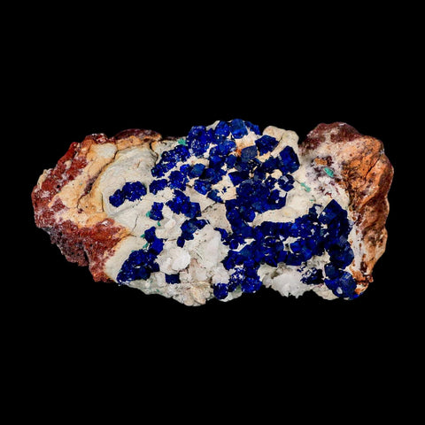 3.8" Dark Blue Azurite Cube Crystals On Matrix Colorful Mineral Specimen Morocco